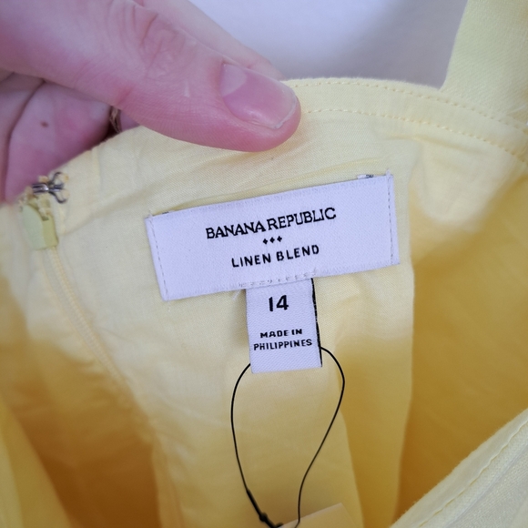 NEW Banana Republic Butter Yellow Linen Blend Sleeveless Summer Mini Dress Sz 14 - Picture 3 of 9